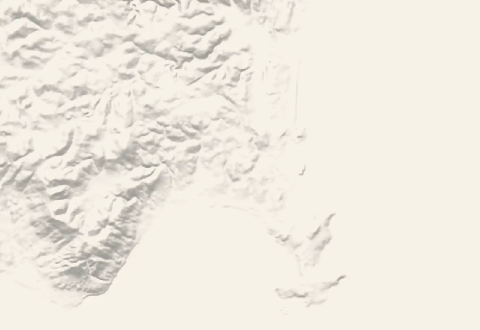 Relief du territoire d'Antibes et de ses abords, ombré d'après le modèle numérique de terrain de l'IGN.