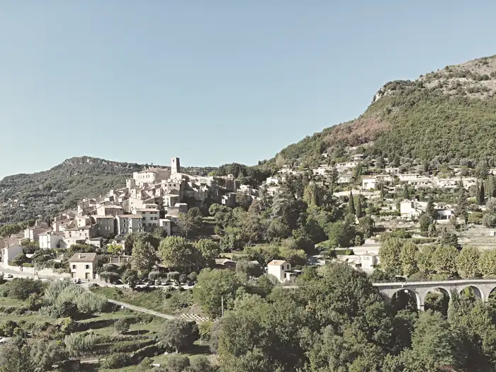 View of Bar-sur-Loup, France, with the Ribas bridge visible on the right