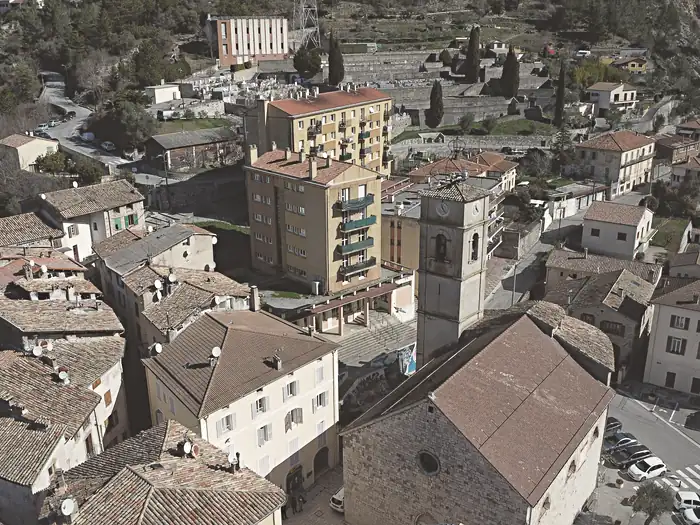 Aerial view of the bell tower of Puget-Théniers