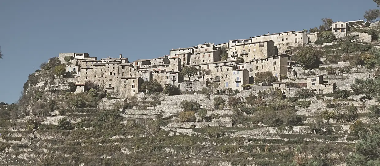 Vue du village de Thiéry depuis la piste de Paillers